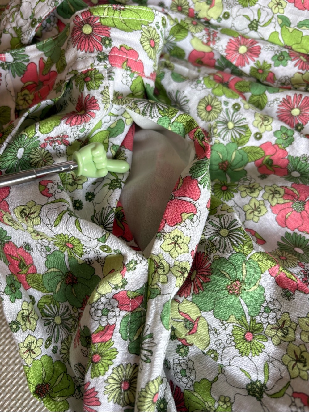 Modcloth Linen Blnd Floral Midi Skirt Size 10 Pink Green A Line Cottagecore - Picture 4 of 8